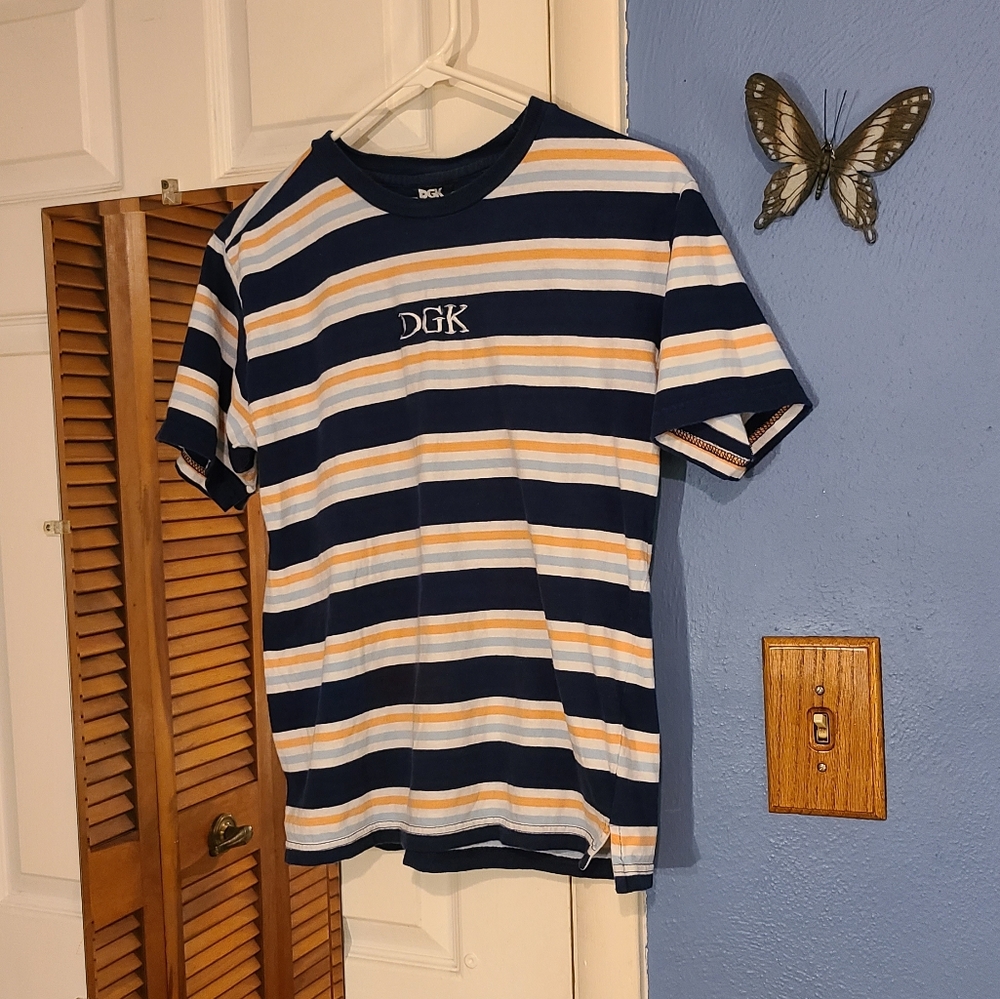 DGK Kids Stripped Blue And Yellow T-Shirt Size Small Boys